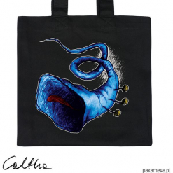 Błękitna trąbka - torba premium. Niebieskie shopper bag damskie Pakamera, z materiału. Za 79,00 zł.