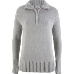 Sweter z zamkiem bonprix jasnoszary melanż. Szare swetry klasyczne damskie bonprix. Za 49,99 zł.