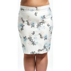 Spódnica Justa ecru w kwiatowy wzór duże rozmiary XXL OVERSIZE PLUS SIZE LATO. Spódniczki damskie Moda Size Plus Iwanek, na co dzień, na lato, xxl, w paski, z bawełny, eleganckie, plus size, proste. Za 85,00 zł.