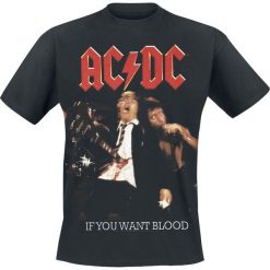 AC/DC If you want blood T-Shirt czarny. Czarne t-shirty męskie z nadrukiem marki AC/DC, l, z okrągłym kołnierzem. Za 74,90 zł.