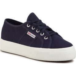 Tenisówki SUPERGA - 2730 Cotu S00C3N0 Blue Navy 00G. Niebieskie półbuty damskie Superga, na co dzień, bez wzorów, z gumy, bez obcasa, na płaskiej podeszwie, bez zapięcia. Za 279,00 zł.