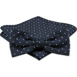 Modna Mucha Męska - Alties - Granat w Drobny Groszek MUALTS0266. Niebieskie muszki męskie Alties, na imprezę, w paski, eleganckie. Za 39,00 zł.