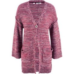 Sweter rozpinany oversize bonprix czarny bez - kolorowy melanż. Fioletowe kardigany damskie bonprix. Za 59,99 zł.