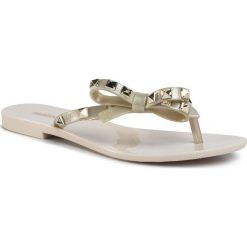 Japonki MELISSA - Harmonic Studs Ad 32855 Beige/Gold 52112. Brązowe klapki damskie Melissa, bez wzorów, z tworzywa sztucznego, bez obcasa, na obcasie. Za 289,00 zł.