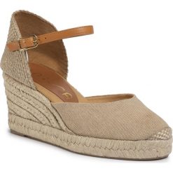 Espadryle UNISA - Caceres 20 Ecl Natu/Pumpk. Brązowe espadryle damskie Unisa, bez wzorów, ze skóry, bez obcasa, na obcasie. Za 349,00 zł.