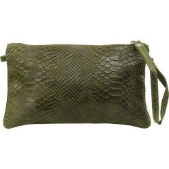 Kopertówki damskie: Skórzana kopertówka „Abby” w kolorze khaki – 25 x 21 x 15 cm