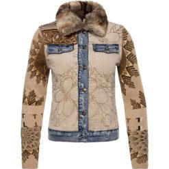 Kurtka jeansowa Desigual Eloise 19WWEN08. Brązowe kurtki damskie Desigual, bez wzorów, z elastanu, bez kaptura. W wyprzedaży za 359,00 zł.