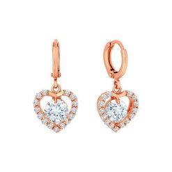 Pozłacane kolczyki z kryształami. Różowe kolczyki damskie Diamond Style, z kryształem, złote. W wyprzedaży za 74,95 zł.
