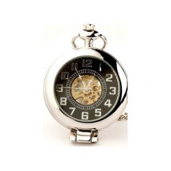 ELEGANCJA W SREBRZE (BLACK) - zegarek kieszonkowy, dewizka. Szare zegarki męskie marki Drobiny czasu, srebrne. Za 247,00 zł.