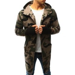 Bluzy męskie: Bluza męska rozpinana z kapturem zielona (bx3245)