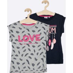 Blukids - Top dziecięcy (2-pack) 134-164 cm. Szare bluzki dziewczęce bawełniane marki Blukids, z nadrukiem, z okrągłym kołnierzem. Za 49,90 zł.
