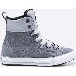 Converse - Trampki dziecięce. Szare buty chłopięce sportowe marki Converse, ze skóry, na sznurówki. W wyprzedaży za 199,90 zł.