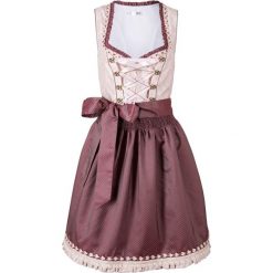 Sukienka ludowa z fartuchem bonprix jasnoróżowy wzorzysty. Różowe sukienki damskie bonprix, bez wzorów, bez kołnierzyka, bez rękawów. Za 399,99 zł.