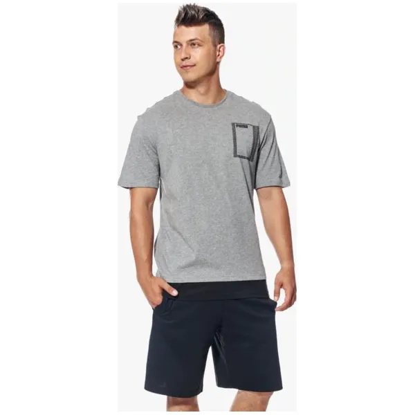 Puma Koszulka Ss Summer Rebel , szary, rozmiar M. Szare koszulki męskie Puma, m, bez wzorów, z bawełny, z kontrastowym kołnierzykiem, bez rękawów. W wyprzedaży za 79,99 zł.