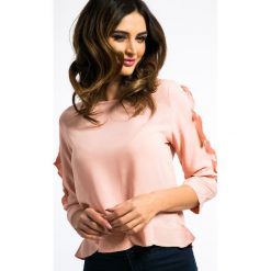 Łososiowa Bluzka z Koronką 1179. Czerwone bluzki koronkowe Fasardi, xl. Za 39,00 zł.