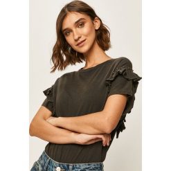 Answear - T-shirt. Czarne bluzki damskie ANSWEAR, s, z aplikacjami, z bawełny, casualowe, z okrągłym kołnierzem, z krótkim rękawem. Za 59,90 zł.