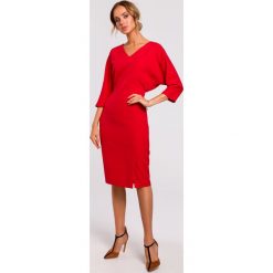 Sukienka z kimonową górą czerwona - 2xl. Czerwone sukienki damskie e-margeritka.pl, na co dzień, s, bez wzorów, z poliesteru, eleganckie, z klasycznym kołnierzykiem, z długim rękawem, długie, maxi, ołówkowe. Za 154,99 zł.