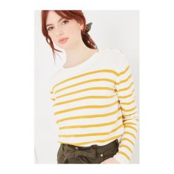 Sweter w paski. Swetry damskie Promod, w paski, z bawełny, bez rękawów, długie, bez kaptura. Za 139,90 zł.