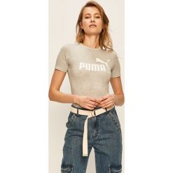 Puma - T-shirt. Szare bluzki damskie Puma, s, z nadrukiem, z elastanu, z okrągłym kołnierzem. Za 119,90 zł.
