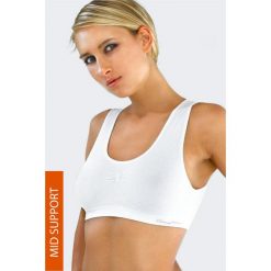 Biustonosz Bamboo bezszwowy z szerokimi ramiączkami. Biustonosze sportowe damskie Gina, bez wzorów, z materiału. Za 37,04 zł.