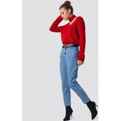 Spodnie damskie: Luisa Lion x NA-KD Jeansy z rozdarciem - Blue