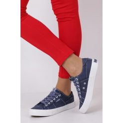 Granatowe trampki sznurowane big star dd274448. Niebieskie trampki i tenisówki damskie BIG STAR, bez wzorów, z materiału, na sznurówki. W wyprzedaży za 99,99 zł.