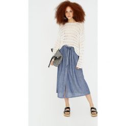 Spódniczki: Spódnica midi z tkaniny chambray w paski
