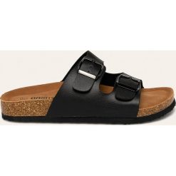 Answear - Klapki. Czarne klapki damskie ANSWEAR, bez wzorów, z gumy, bez obcasa, na obcasie. W wyprzedaży za 59,90 zł.