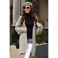 Kardigan ZOGA GREY. Szare bluzy damskie IVET, bez wzorów, z dzianiny. W wyprzedaży za 79,00 zł.