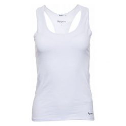 Pepe Jeans Damska Bluzka Vanaya M Biały. Białe koszulki damskie Pepe Jeans, m, bez wzorów, z jeansu, bez kołnierzyka, bez rękawów. Za 88,90 zł.