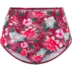 Figi bikini z wysoką talią bonprix bordowy z nadrukiem. Czerwone stroje kąpielowe damskie bonprix, z nadrukiem. Za 54,99 zł.