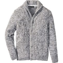 Kardigany męskie: Sweter rozpinany w warkocze Regular Fit bonprix szary melanż