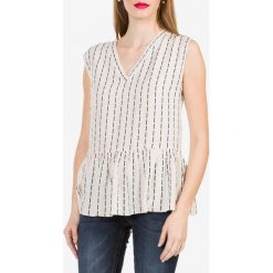 Vila Stitch Top Biały. Białe podkoszulki damskie Vila, l, w paski, z wiskozy, bez kołnierzyka, bez rękawów. Za 163,95 zł.