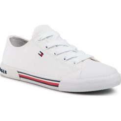Trampki TOMMY HILFIGER - Low Cut Lace Up Sneaker T3X4-30692-0890 S White 100. Białe trampki dziewczęce TOMMY HILFIGER, bez wzorów, z gumy, na sznurówki. Za 259,00 zł.