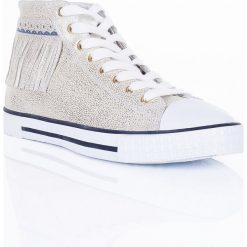 Złote trampki damskie z frędzlami. Żółte trampki i tenisówki damskie Trussardi Jeans, bez wzorów, na sznurówki. Za 138,00 zł.
