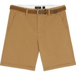 Jednokolorowe bermudy z paskiem. Brązowe spodenki i szorty męskie Pull&Bear, m, bez wzorów. Za 89,90 zł.