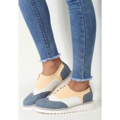 Niebieskie Półbuty You Better Walk. Niebieskie półbuty damskie marki vices, bez wzorów, ze skóry, bez obcasa, na sznurówki. Za 89,99 zł.