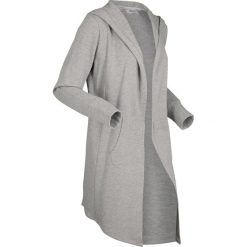 Długa bluza rozpinana z kolekcji Maite Kelly, długi rękaw bonprix jasnoszary melanż. Szare bluzy damskie bonprix, bez wzorów, z długim rękawem, długie, z kapturem. Za 99,99 zł.