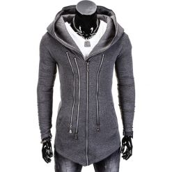 Bluzy męskie: BLUZA MĘSKA ROZPINANA Z KAPTUREM B689 – GRAFITOWA