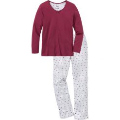 Piżama bonprix czerwony rododendron w kratę. Fioletowe piżamy damskie bonprix, bez wzorów, z bawełny, z długim rękawem. Za 54,99 zł.