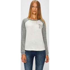 Roxy - Bluzka. Szare bluzki damskie Roxy, s, z nadrukiem, z bawełny, z okrągłym kołnierzem, z długim rękawem. W wyprzedaży za 89,90 zł.