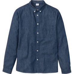 Koszula dżinsowa z długim rękawem Slim Fit bonprix ciemnoniebieski "stone". Niebieskie koszule męskie bonprix, m. Za 44,99 zł.