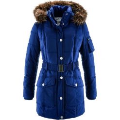 Kurtka parka pikowana z wstawką ze sztucznego futerka bonprix kobaltowy. Niebieskie kurtki damskie pikowane marki bonprix. Za 189,99 zł.