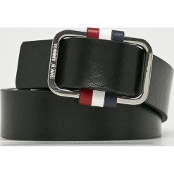 Tommy Jeans - Pasek skórzany. Czarne paski damskie Tommy Jeans, w paski, z jeansu. Za 229,90 zł.