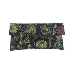 Puzderka: Skórzana kopertówka w kolorze czarnym ze wzorem – (S)29 x (W)13 cm