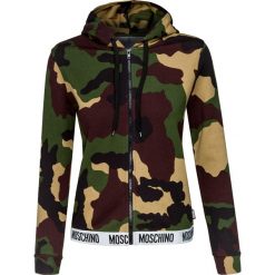 Bluza MOSCHINO UNDERWEAR Brązowy|Print|Zielony. Brązowe bluzy damskie z kapturem marki Moschino Underwear, moro, z dzianiny. Za 623,00 zł.
