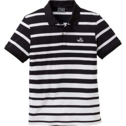 Shirt polo w paski bonprix czarno-biały w paski. Czarne koszulki męskie bonprix, s, w paski, bez rękawów. Za 74,99 zł.