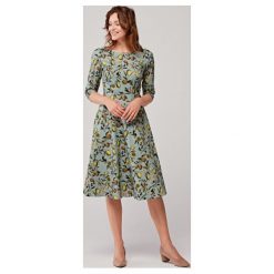 Sukienka Aerin Citrea 32 zielony. Zielone sukienki damskie Marie Zélie, na wiosnę, w paski, z elastanu, bez kołnierzyka, bez rękawów, trapezowe. Za 497,00 zł.