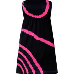 Sukienka plażowa bandeau bonprix czarno-różowy. Czarne sukienki damskie marki bonprix, na plażę, bez wzorów, bez kołnierzyka, bez rękawów. Za 79,99 zł.