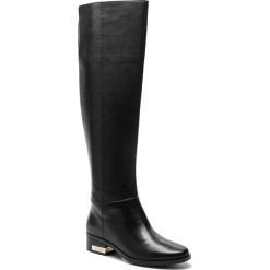 Muszkieterki GUESS - FLPVL4 LEA11 BLACK. Czarne kozaki damskie Guess, ze skóry ekologicznej, bez obcasa, na obcasie, bez zapięcia. W wyprzedaży za 609,00 zł.